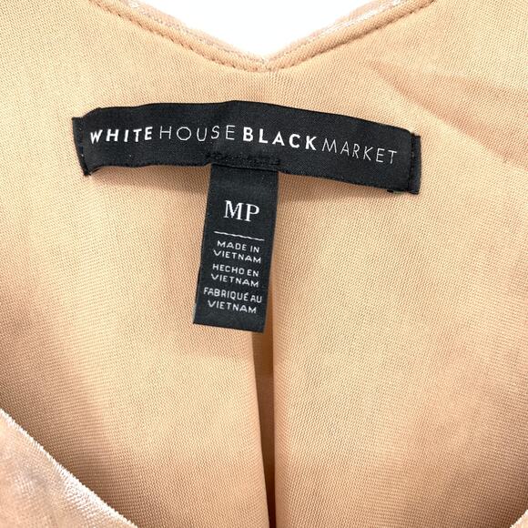 White House Black Market Women's Sz MP Velvet Flounce Top Antique Blush *NO BELT - Picture 5 of 7